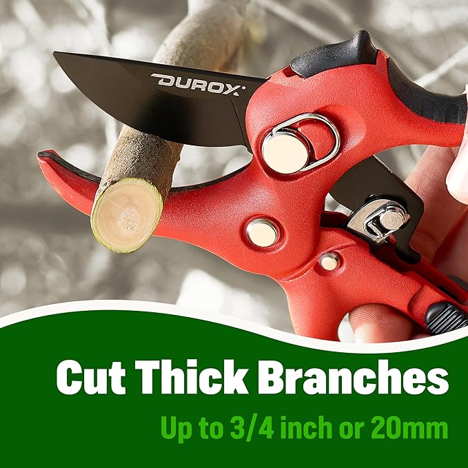 DUROX - Ratchet Pruning Shears, Garden Shears with 3X Cutting Power. Effort-Saving Heavy-Duty Anvil Pruners. Replaceable Blade Cutting Blade Design. Ideal Secateurs for Precise Trimming, Model DGR-01