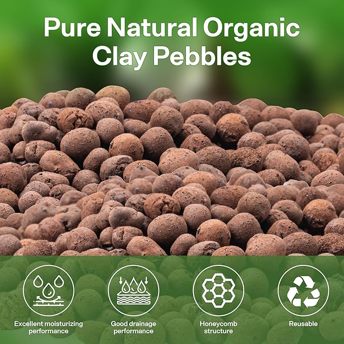 10 LB Expanded Leca Clay Pebbles for Plants, Natural Leca Balls for Indoor Plants, Hydroponic Clay Pebbles for Orchid Potting, Drainage, Aquaponics & Gardening