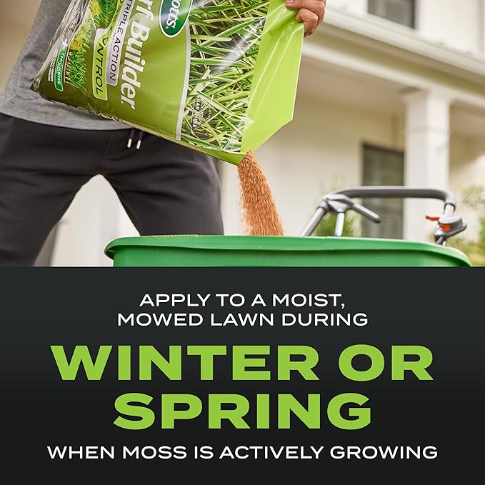 Scotts Turf Builder Triple Action for Moss Control - Moss Killer and Lawn Fertilizer, Lawn Care, Covers Up to 4,000 sq. ft., 20 lb.