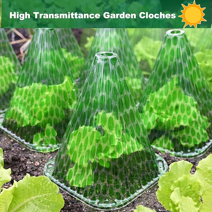 Fshow 40 Pack Garden Cloches for Plants, Reusable Bell Plant Cover, Plant Covers Protectors from Animals Snails/Birds/Chickens/Insect(Diameter:7.5" Height: 9")