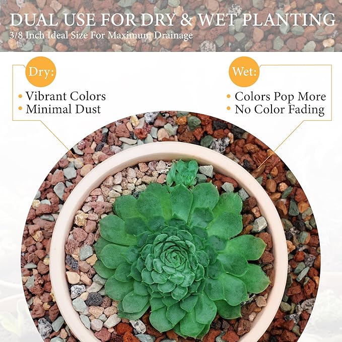 10LB Lava Rocks for Plants-3/8 Volcanic Rock for Succulent Potting Mix, Cactus, Orchids & Bonsai-Porous Horticultural Grit for Drainage, Aeration & pH Balance - Decorative Top Dressing