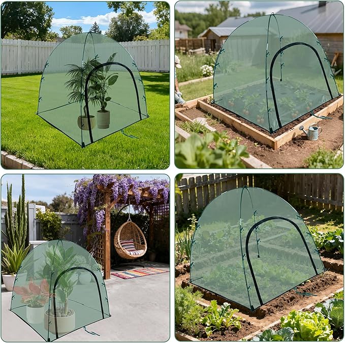 2pack Large Mesh Plant Cover Tent, 36x36x37Inches Pest Guard Cover, Insect Bird Barrier Netting Outdoor Plant Enclosure, Garden Net Cage Plant Protector Pest Protection Guard for Fruit Vegetables