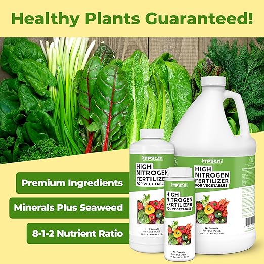High Nitrogen Fertilizer for Vegetables – Liquid Plant Food for Vigorous Leafy Growth, Strong Stems & Higher Garden Productivity, 1 Gallon