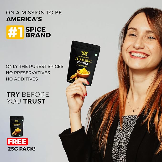 Turmeric Powder – 100% Pure & Natural | 0.88 Oz Finely Ground Turmeric Root | No Additives or Fillers | Aromatic, Earthy Flavor for Cooking | 25g Sample Available | Kitchen Essential for Global Cuisine