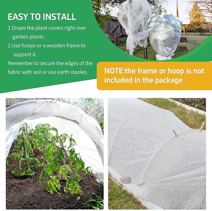 Plant Covers Freeze Protection, 10x33ft Green Frost Blanket for Winter, 1.23 oz/yd² Fabric, Premium Frost Protection Cover, Breathable Garden Row Covers for Outdoor Plants