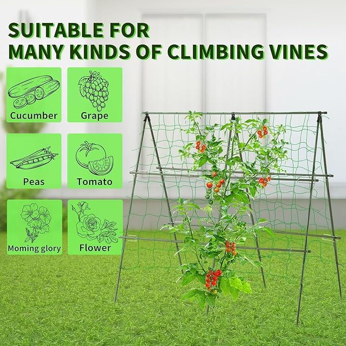 Lalahoni Cucumber Garden Trellis A Frame Trellis for Raised Bed, Plant Support for Flower Vine Grape Vegetable Fruit, Green