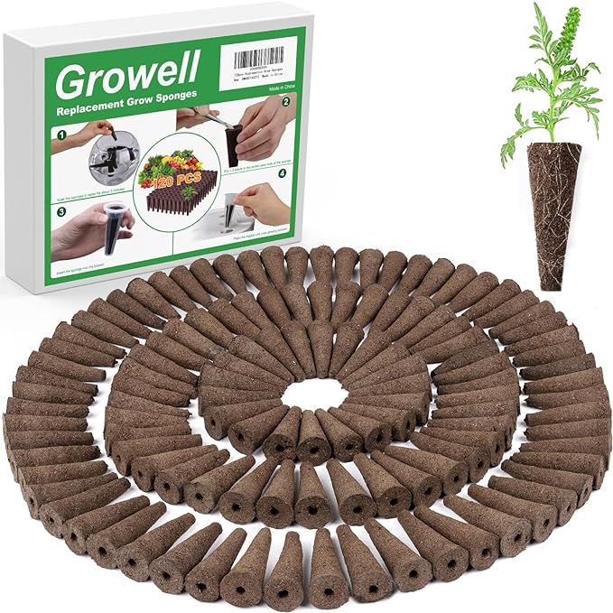 Grow Sponges, 120 Pack Hydroponic Pods, Seed Pods Replacement Sponges Compatible with Aerogarden and Others, Hydroponic sponges for All Indoor Hydroponics Growing System