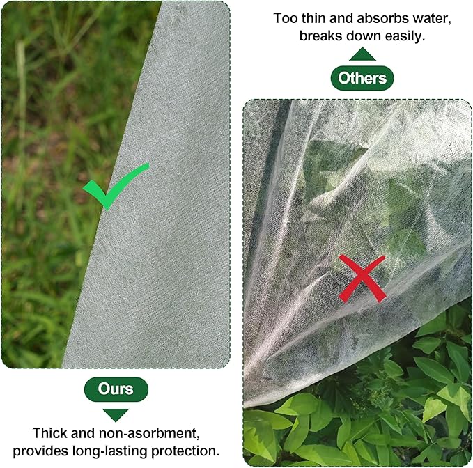 10 * 50FT Plant Covers Freeze Protection, 1.06 oz/yd² Large Thick Floating Row Cover Fabric for Winter Frost Protection, White Blanket Cloth for Outdoor Garden Vegetables in Cold Weather