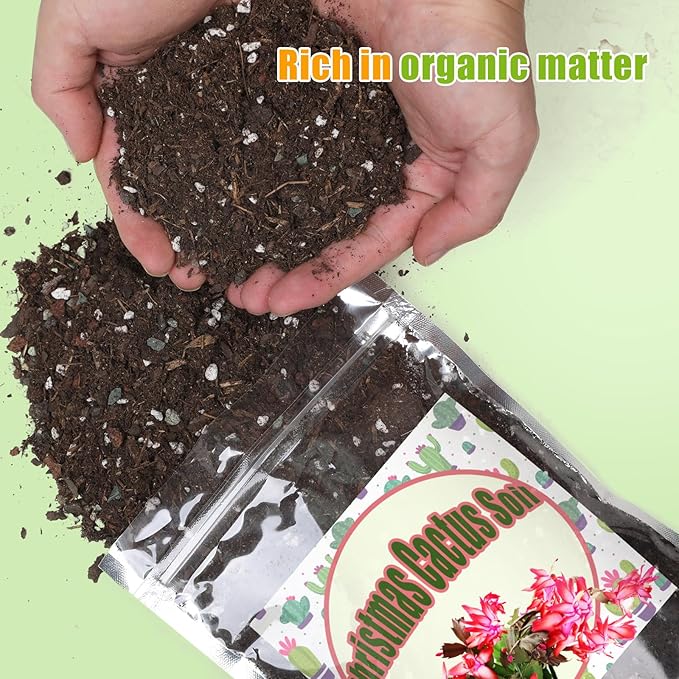 Christmas Cactus Potting Soil Mix 1qt, Ideal for Succulents, Christmas Cacti, and Other Indoor Potted Plantings