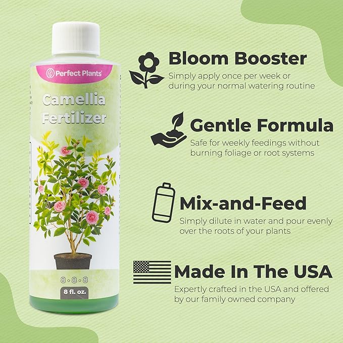 Liquid Camellia Fertilizer by Perfect Plants | The Best Fertilizer for All Outdoor Camellia Shrub Plant to Enhance Blooms & Boost Colors | Improves Missing Flower Nutrient Levels