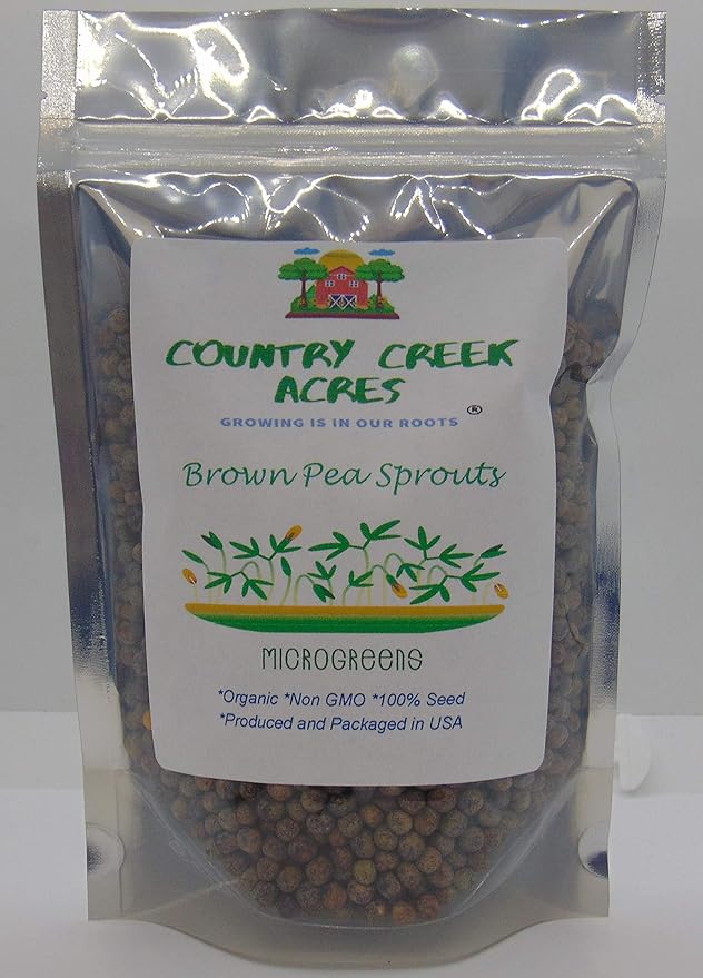 Brown Speckled Pea Sprouting Seed, Non GMO - 2 oz - Country Creek Brand - Brown Peas Sprouts, Garden Planting, Cooking, Soup, Emergency Food Storage, Vegetable Gardening, Juicing, Cover Crop
