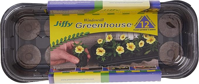 Jiffy Seed Starting Windowsill Greenhouse with 12 Biodegradable 36mm Peat Pellets (J312)