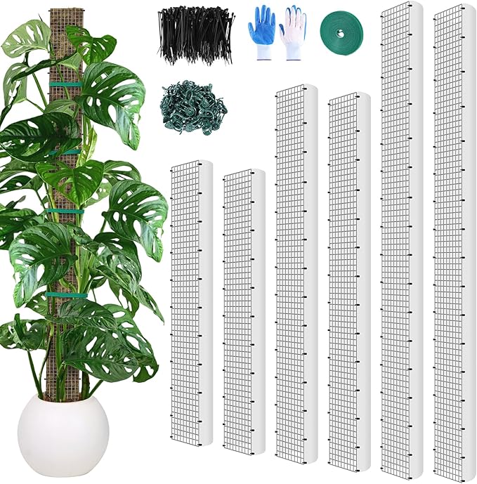 24"+40"+60" Metal Moss Pole - 6 Pack D Shape Sphagnum Moss Pole, Moss Poles for Climbing Plants, Monstera, Climbing Plants Indoor