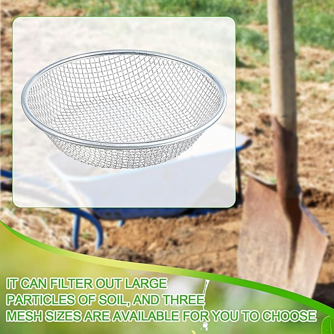 Tioncy 3 Pcs Soil Sifter Fits 5-Gallon Buckets for Gardening Sand Rock Compost Sifter Dirt Sieve Sifting Pan Gardening Sand Sawdust Gravel Rocks(1/8'' 1/4'' 3/8'' Aperture)