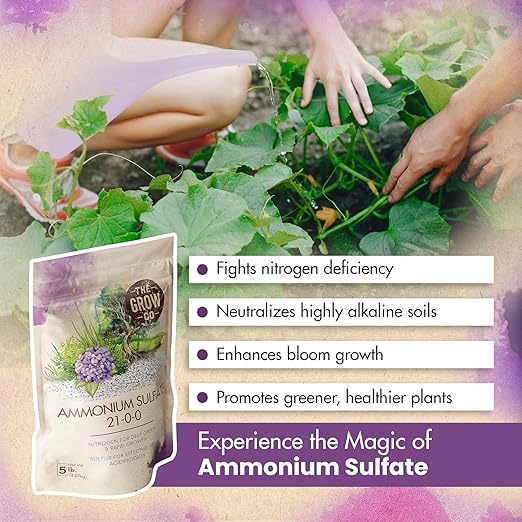 Ammonium Sulfate 21-0-0 Fertilizer, High Nitrogen for Rapid Plant Growth & Deep Green Color, Ideal Soil Acidifier to Lower pH in Alkaline Soil, 5 lb