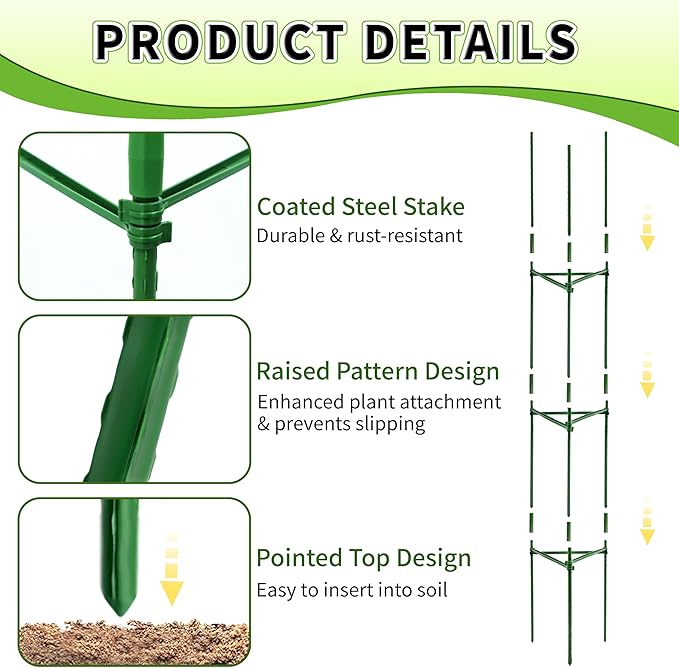 TCBWFY 6-Pack 63-Inch Adjustable Tomato Cages, Heavy-Duty Metal Plant Support Trellis for Garden and Pots, DIY Tomato Stakes, Height Adjustable 16 to 378 Inches