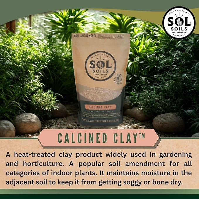 Sol Soils Calcined Clay – 100% Peat-Free Soil Amendments with Superior Drainage, Aeration, & Root Health for Indoor Plants, Succulents, Bonsai & More - 1 Quart