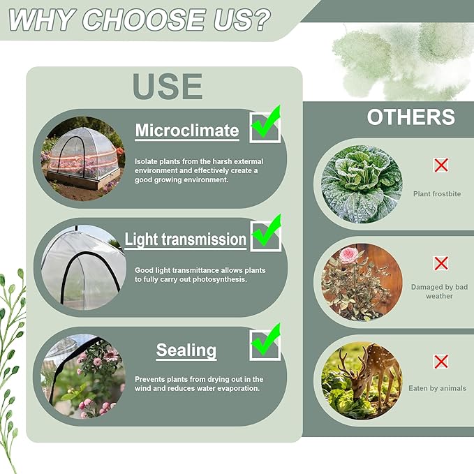 Portable Plant Cover Tent with Waterproof Base for Garden Indoor/Outdoor Tabletop Mini Greenhouse for Seed Starting Humidity Small Plants, Plant Protection from Animal for Raised Bed(XL-PVC - 2PCS)