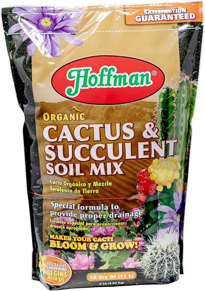 Hoffman Organic Cactus and Succulent Soil Mix to Provide Proper Drainage and Improve Growth in Cacti, 10qts, 3 Pack