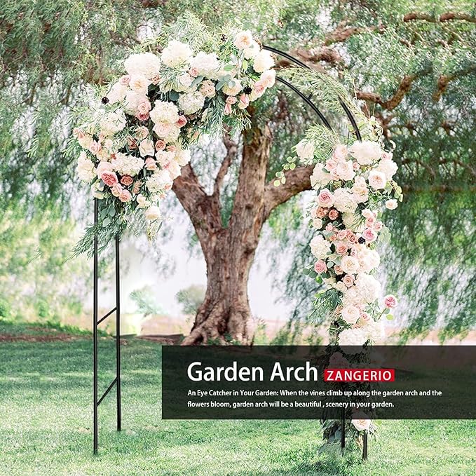 Garden Arch Trellis for Climbing Plants Outdoor Wedding Arches for Ceremony Black Metal Garden Arbor Indoor Garden Arches for Party Decoration 7.9ft Wide X 6.4ft High (Brown)
