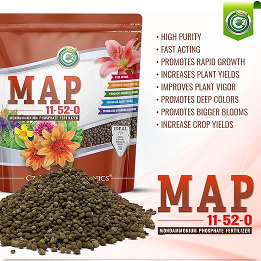 11-52-0 MAP Fertilizer - Made in USA - Nitrogen and Phosphorus Plant Food for Indoor/Outdoor Plants & Flower Gardens - Promotes Vigorous Growth and Big Blooms!