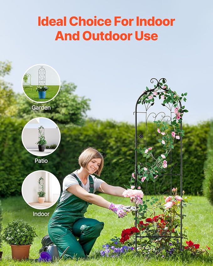 VEVOR 60 x 15 in, Rustproof Metal Garden Flower Trellis, Outdoor Climbing Rose & Cucumber Support, Decorative Tall Clematis Trellis for Courtyards & Lawns