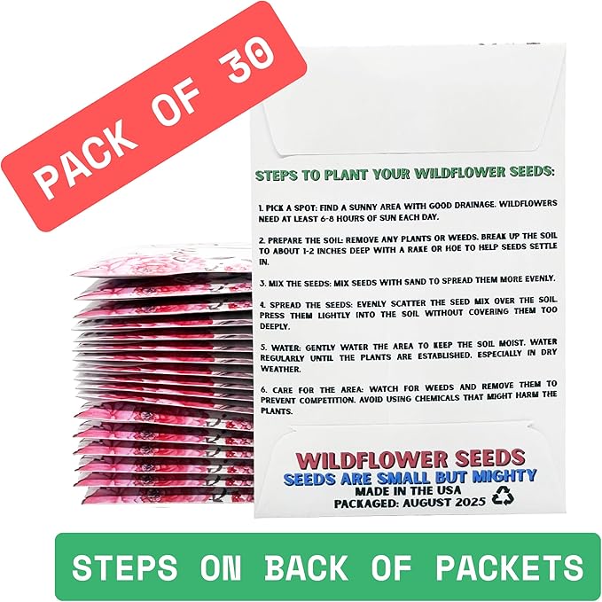 Love in Bloom Wildflower Seed Packets Party Favors (Pack of 30) - for Wedding Engagement Anniversary Bridal Shower Favor