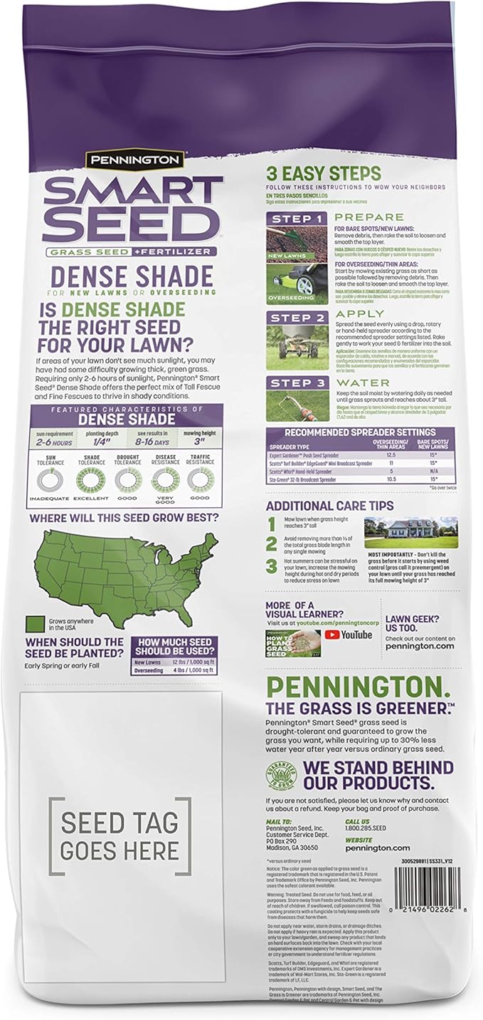 Pennington Smart Seed Dense Shade Grass Mix Bag 7 lb