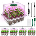 YAUNGEL Seed Starter Tray with Grow Light, 4 Pack Seed Starter Kit with Timing Controller Adjustable Brightness, Thicken Seedling Starter Trays with Humidity Domes Heightened Lids, Transparent