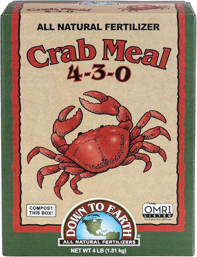 Down To Earth All Natural Fertilizers Organic Crab Meal - Plant Food for Vegetable Gardens and Flower Beds 4-3-0, 4 lb