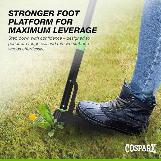 Weed Puller Tool with Long 43” Handle, No Bending, Easy Eject – Removes Weeds Effortlessly, Sturdy Foot Pedal & Lightweight Aluminum - 4-Claw Hand Weeding Tool