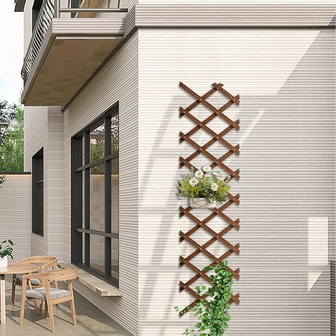 Expandable Garden Trellis, 13.2" x 63" Trellis for Climbing Plants Outdoor, Wooden Lattice Fence Wall Panel Lattice Panels for Outside, for Climbing Plants Vine Ivy Rose Cucumbers Clematis