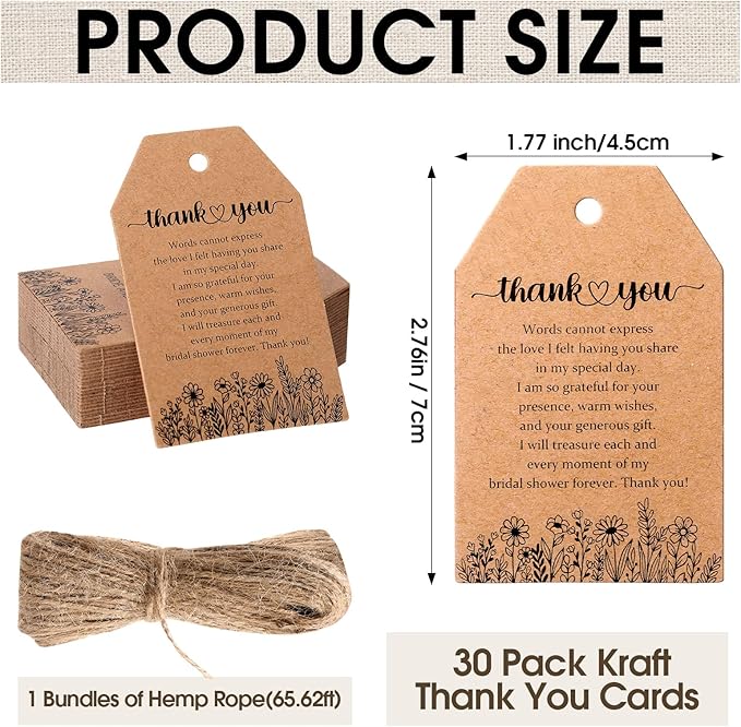 30 Sets Wildflower Seed Packets Bulk Bridal Shower Party Gifts for Guests Prizes Miss to Mrs Burlap Favor Bags Wildflower Seed Packets Party Favors with Thank You Cards Tags Twine, No Seeds