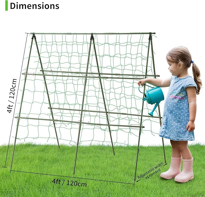 Lalahoni Cucumber Garden Trellis A Frame Trellis for Raised Bed, Plant Support for Flower Vine Grape Vegetable Fruit, Green
