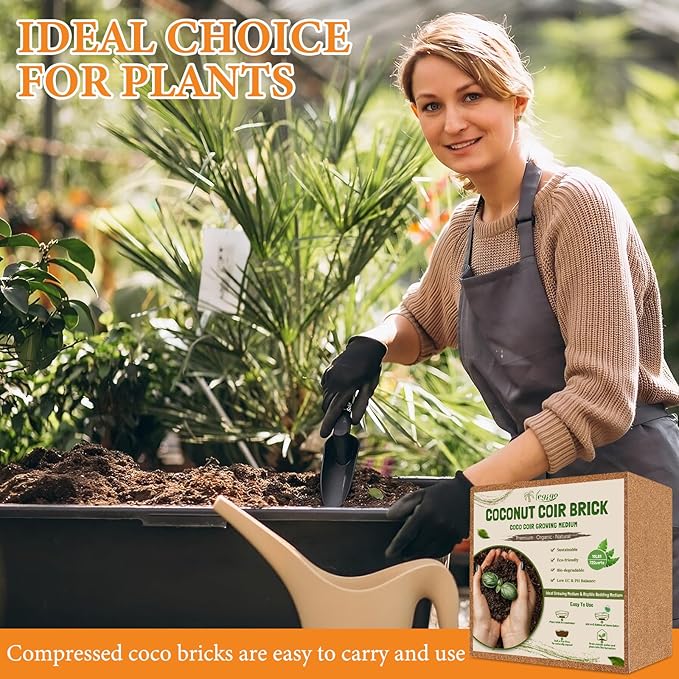 Legigo 10LBS Organic Coco Coir Brick for Plants- 100% Natural Compressed Coconut Coir Brick with Low EC & pH Balance, Coco Coir Fiber Grow Medium Potting Soil for Herbs, Flowers, Plants and Reptile