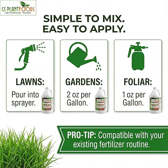 GS Plant Foods Humic Acid Soil Amendment – Leonardite-Derived Liquid Concentrate for Improved Soil Structure & Nutrient Availability – OMRI Listed for Organic Use – 32 Oz