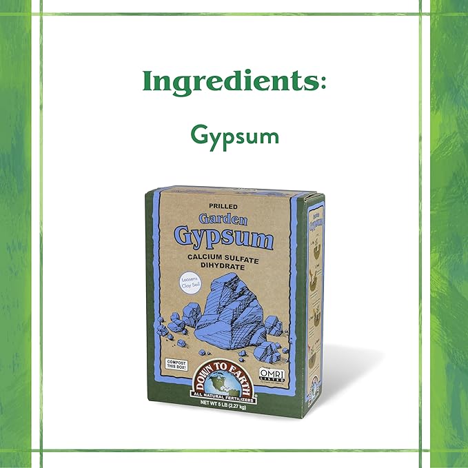 Down To Earth All Natural Fertilizers Organic Prilled Garden Gypsum - Calcium Sulfate Loosens Clay Soil Greens Grade Mini Granules, 5 lb