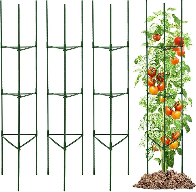 TCBWFY 4-Pack 63-Inch Adjustable Tomato Cages, Heavy-Duty Metal Plant Support Trellis for Garden and Pots, DIY Tomato Stakes, Height Adjustable 16 to 252 Inches