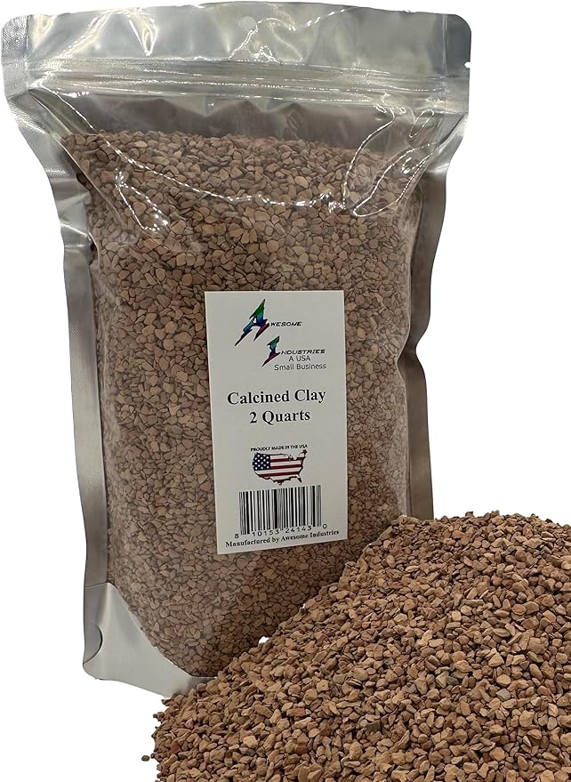 Calcined Clay for Bonsai 2 Quarts 1/8" Succulent Cactus Indoor Plants Horticultural Soil Amendment Additive Regulates Moisture High Porosity Fast Drainage and Aeration Like Akadama Awesome Industries