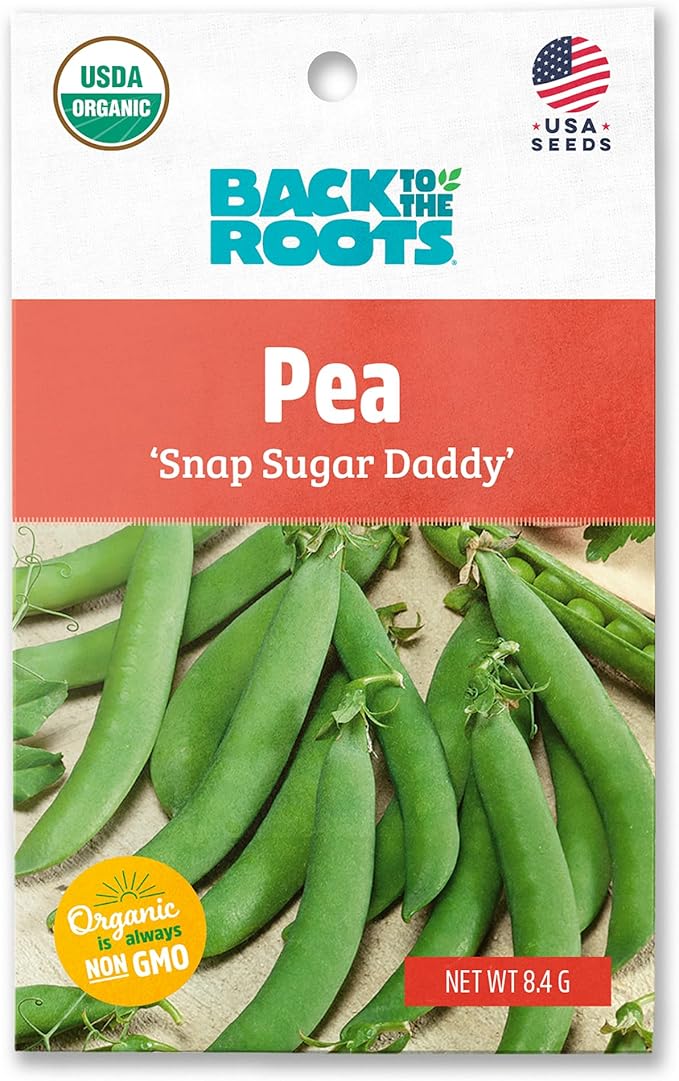 Back to The Roots 100% Organic Seed Packet - Pea 'Snap Sugar Daddy' 8.4g