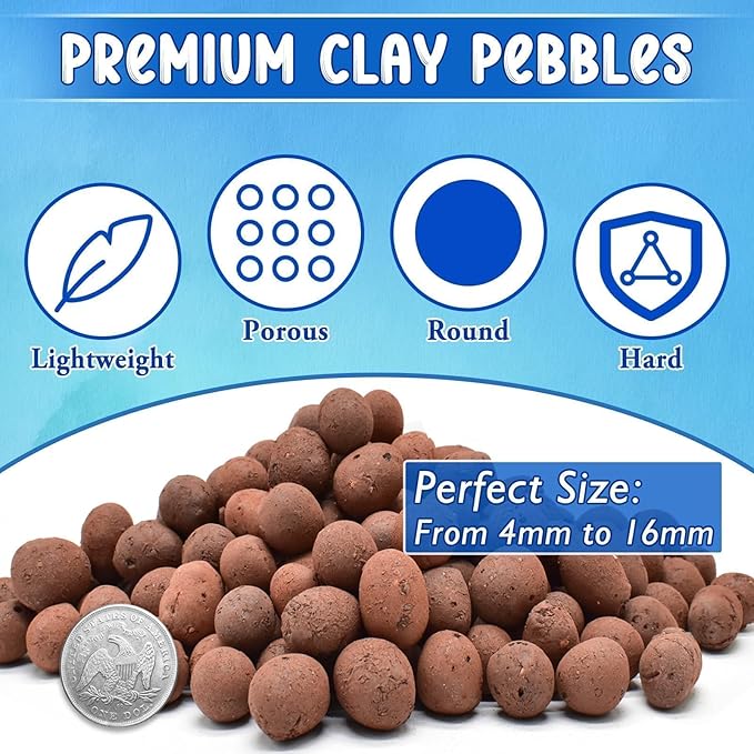 ZeeDix 2LBS Expanded Clay Pebbles for Hydroponics - pH Neutral Hydro Balls 4mm-16mm Lightweight Leca Clay Pebbles for Plants Drainage Aggregate, Aquaponics, Indoor Gardening & Succulents