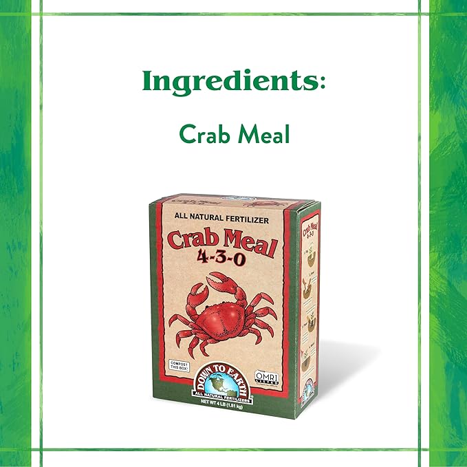 Down To Earth All Natural Fertilizers Organic Crab Meal - Plant Food for Vegetable Gardens and Flower Beds 4-3-0, 4 lb