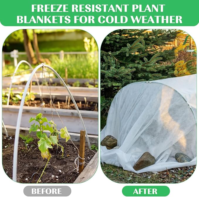 Hushee 6 Pack Plant Covers Freeze Protection, 8 x 24ft Frost Blankets Cover for Plants, Plant Frost Protection Cover, Garden Netting for Winter, Floating Cover Frost Cloth, Freeze Protection Blankets