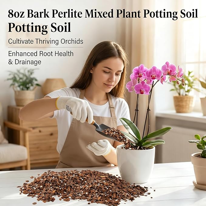 Sukh Potting Mix 8 OZ - Multi-Purpose Plant Potting Soil Orchids Food Planting Supplies Pine Bark Perlite Mulch Plant Soil for Indoor Plants Succulent Drainage Ventilation