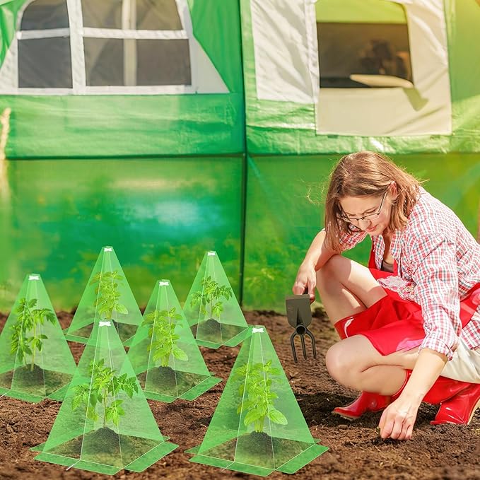 20 Packs 12"x 8" Garden Cloches for Plants,Plant Protectors from Animals,Plant Cages for Outdoor Plants,Plant Covers from Animals,Chicken Wire Cloche with Stakes for Protect Plants,Seedling,Vegetables