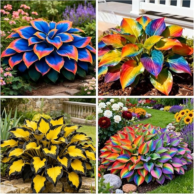 375+ Rainbow Hosta Seeds Heart Shaped Leaves, Hostas Seed for Planting Drought Tolerant Colorful Hosta Plants Outdoor Garden