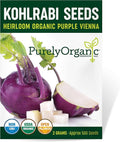 Organic Kohlrabi Seeds (Purple Vienna) - Approx 500 Seeds - USDA Organic, Non-GMO, Open Pollinated, Heirloom