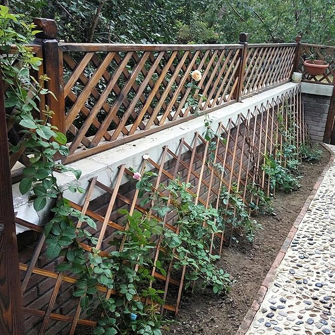 Expandable Garden Trellis, 38" x 89" Large Wooden Lattice Fence Wall Panel Lattice Trellis for Climbing Plants Outdoor Ivy Vine Rose Clematis for Garden Patio Room Decor (1)