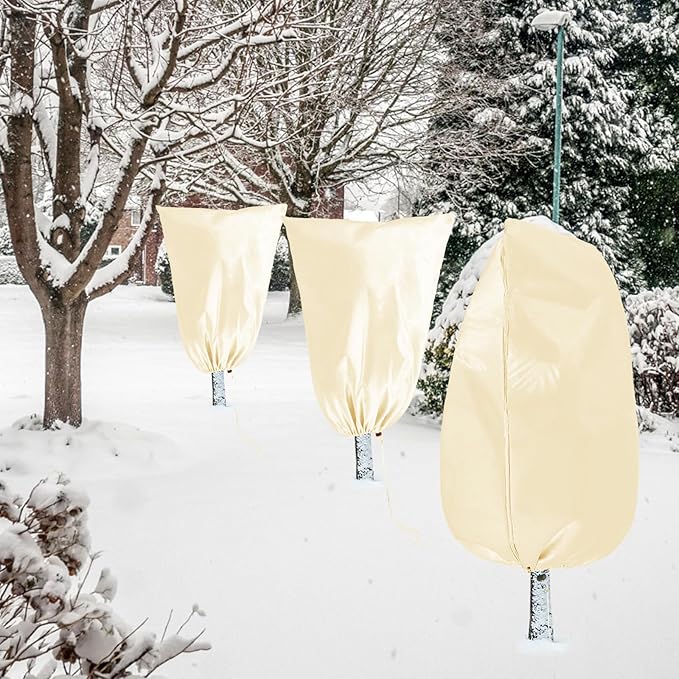 Homimp Frost Protection for Plants,Plant Covers Warm Plant Protection Cover Bags for Winter Frost Cold Weather Shrubs & Trees Jacket Covers (Yellow, 31.5" W x 47.3" H(8 PCS))