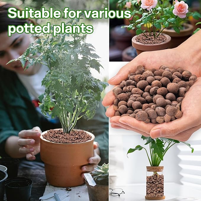 5 LB Expanded Leca Clay Pebbles for Plants, Natural Leca Balls for Indoor Plants, Hydroponic Clay Pebbles for Orchid Potting, Drainage, Aquaponics & Gardening